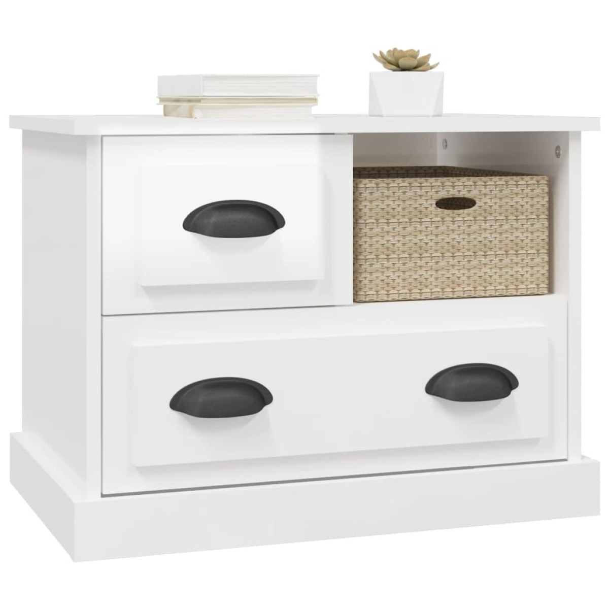 vidaXL Κομοδίνα Γυαλιστερό Λευκό 60x39x45 εκ.