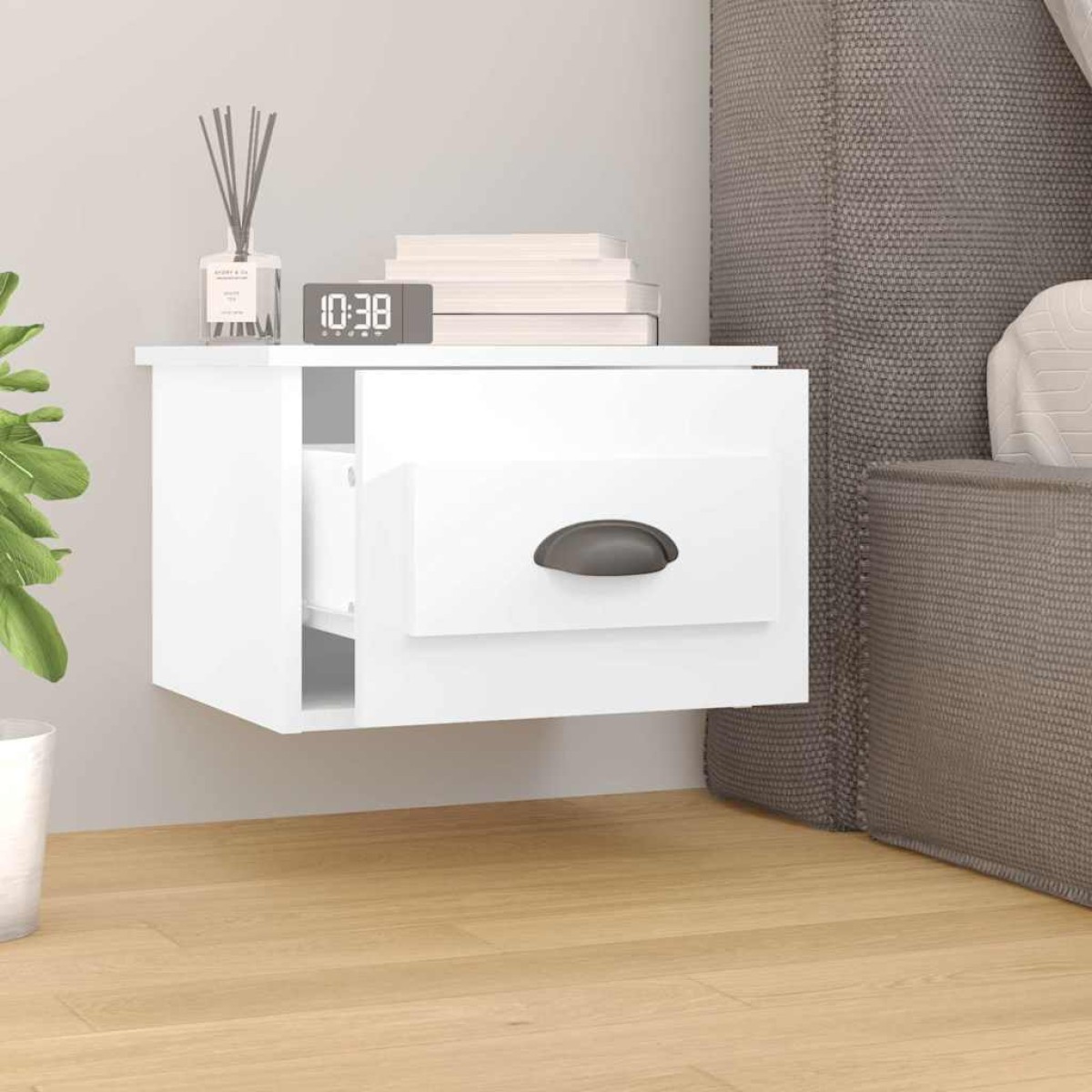 vidaXL Κομοδίνο Επιτοίχιο Λευκό 41,5 x 36 x 28 εκ.