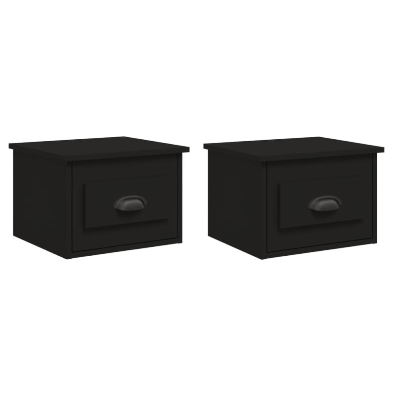 vidaXL Κομοδίνα Επιτοίχια 2 τεμ. Μαύρα 41,5x36x28 εκ.