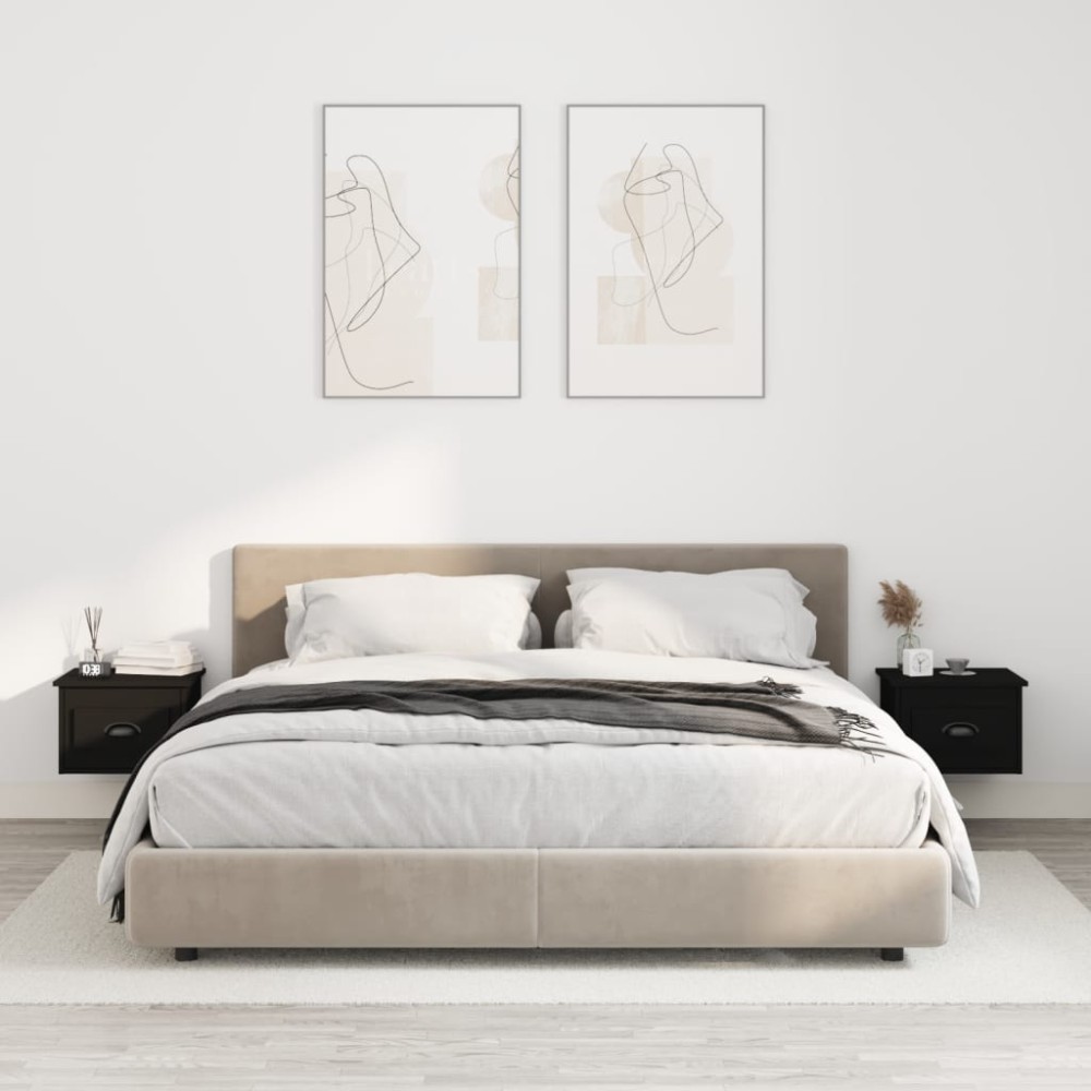 vidaXL Κομοδίνα Επιτοίχια 2 τεμ. Μαύρα 41,5x36x28 εκ.