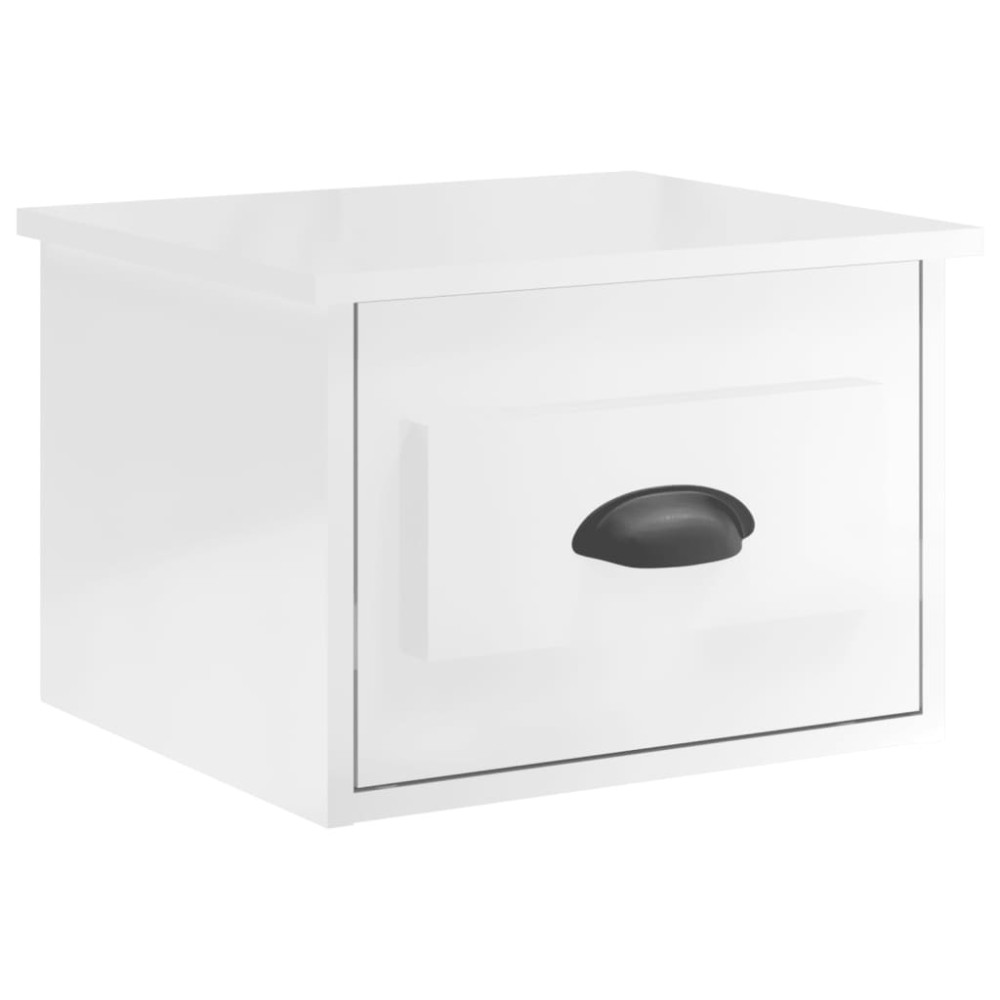 vidaXL Κομοδίνο Επιτοίχιο Γυαλιστερό Λευκό 41,5 x 36 x 28 εκ.