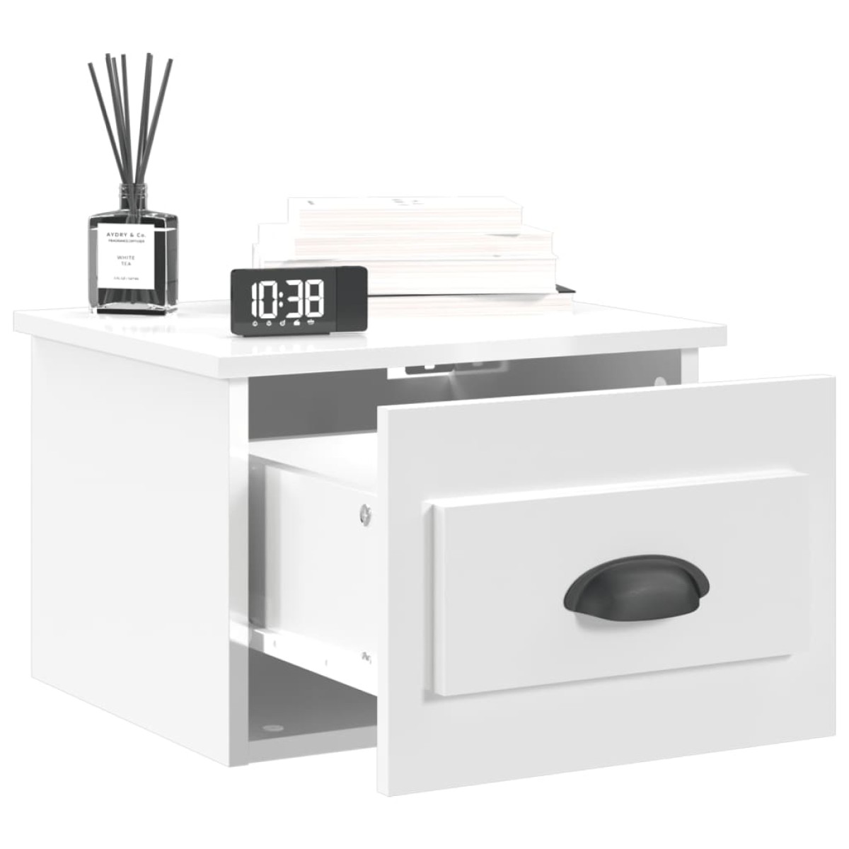 vidaXL Κομοδίνο Επιτοίχιο Γυαλιστερό Λευκό 41,5 x 36 x 28 εκ.
