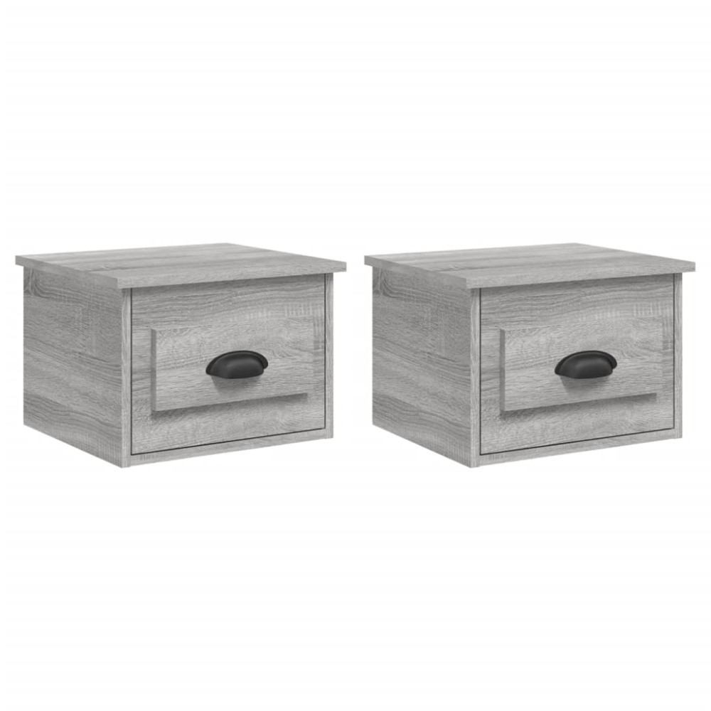vidaXL Κομοδίνα Επιτοίχια 2 τεμ. Γκρι Sonoma 41,5 x 36 x 28 εκ.