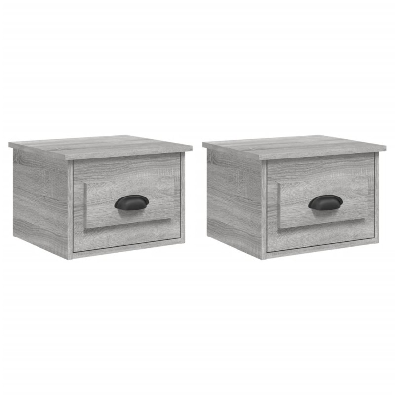 vidaXL Κομοδίνα Επιτοίχια 2 τεμ. Γκρι Sonoma 41,5 x 36 x 28 εκ.