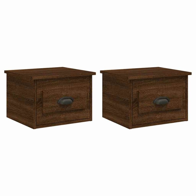 vidaXL Κομοδίνα Επιτοίχια 2 τεμ. Καφέ Δρυς 41,5x36x28 εκ.