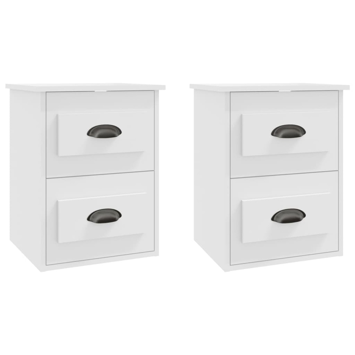 vidaXL Κομοδίνα Επιτοίχια 2 τεμ. Λευκά 41,5x36x53 εκ.