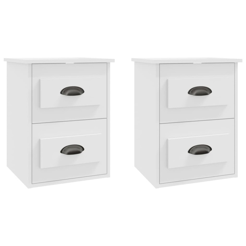 vidaXL Κομοδίνα Επιτοίχια 2 τεμ. Λευκά 41,5x36x53 εκ.