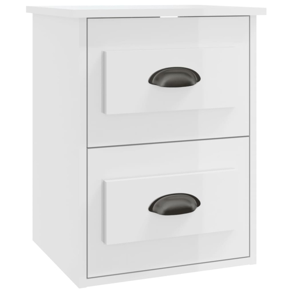 vidaXL Κομοδίνο Επιτοίχιο Γυαλιστερό Λευκό 41,5 x 36 x 53 εκ.