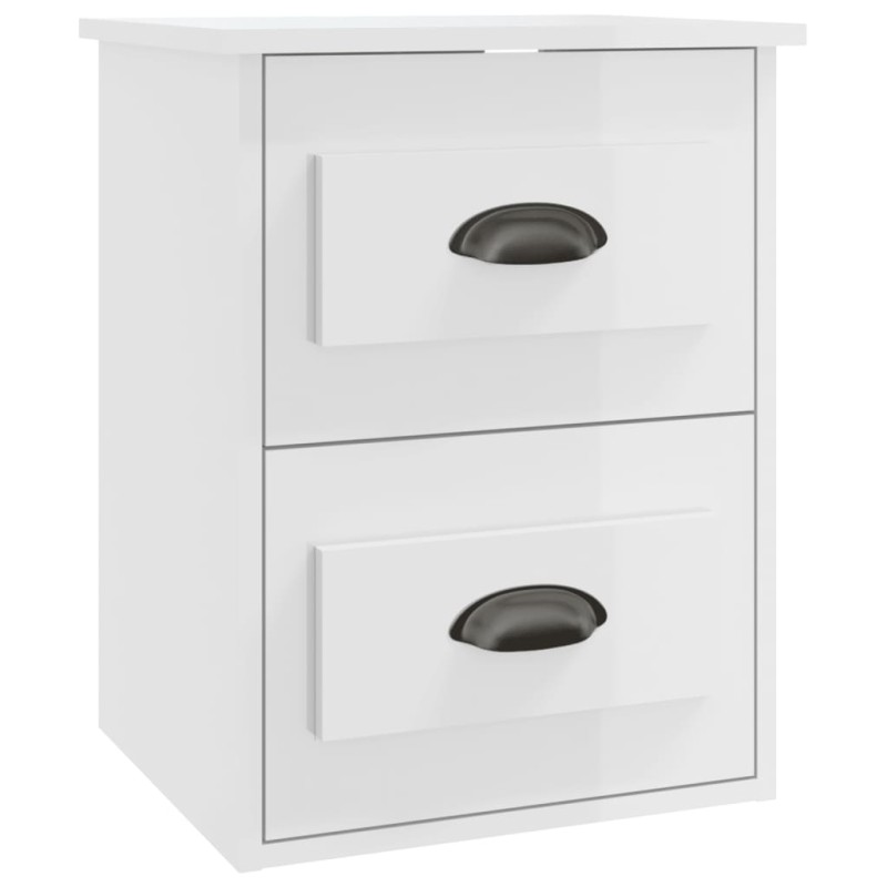 vidaXL Κομοδίνο Επιτοίχιο Γυαλιστερό Λευκό 41,5 x 36 x 53 εκ.