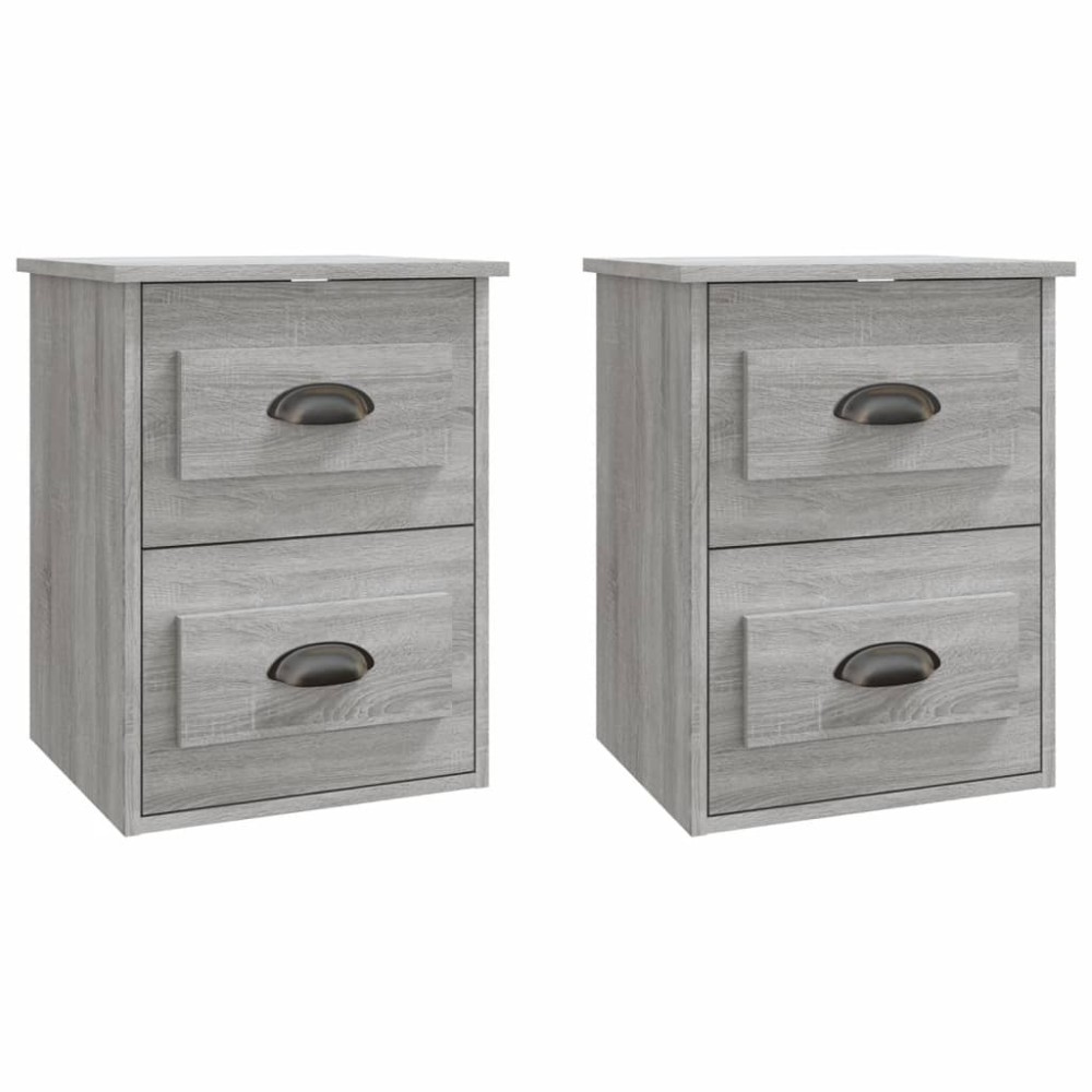 vidaXL Κομοδίνα Επιτοίχια 2 τεμ. Γκρι Sonoma 41,5x36x53 εκ.