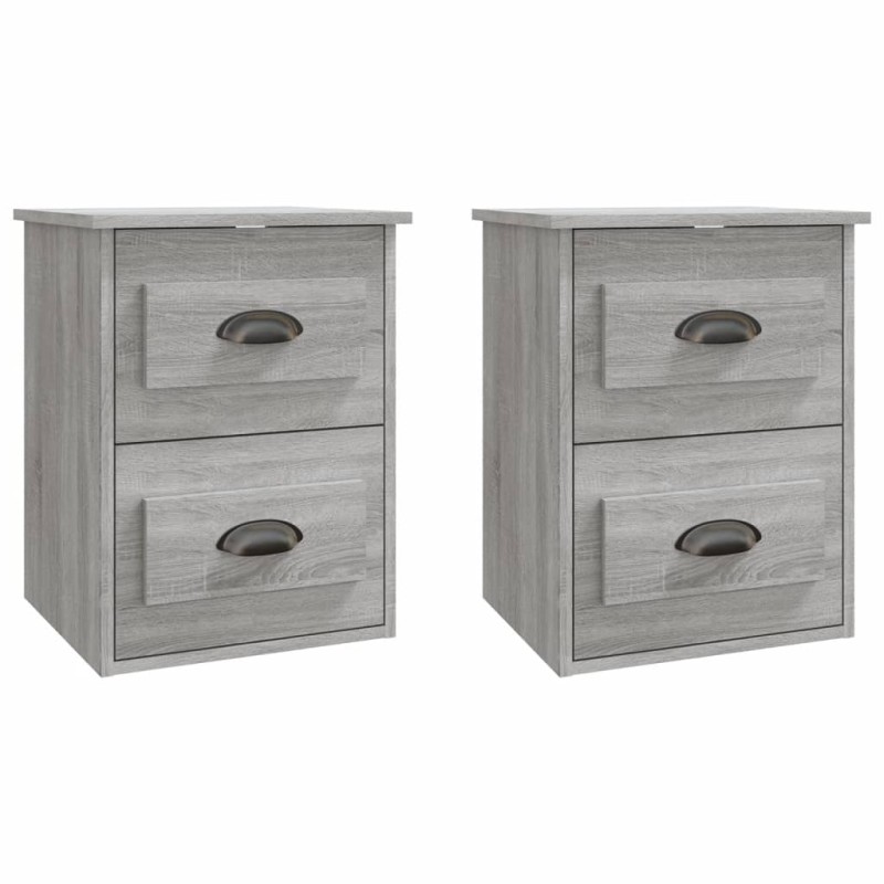 vidaXL Κομοδίνα Επιτοίχια 2 τεμ. Γκρι Sonoma 41,5x36x53 εκ.