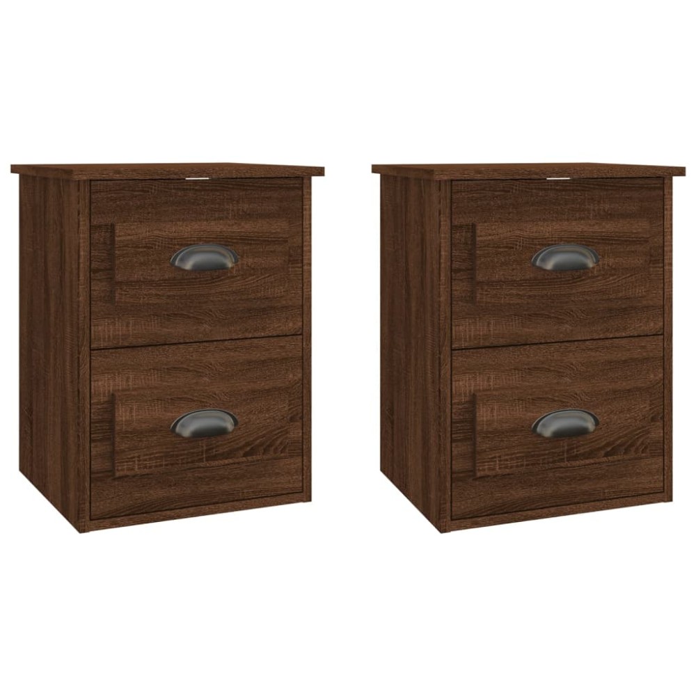 vidaXL Κομοδίνα Επιτοίχια 2 τεμ. Καφέ Δρυς 41,5x36x53 εκ.