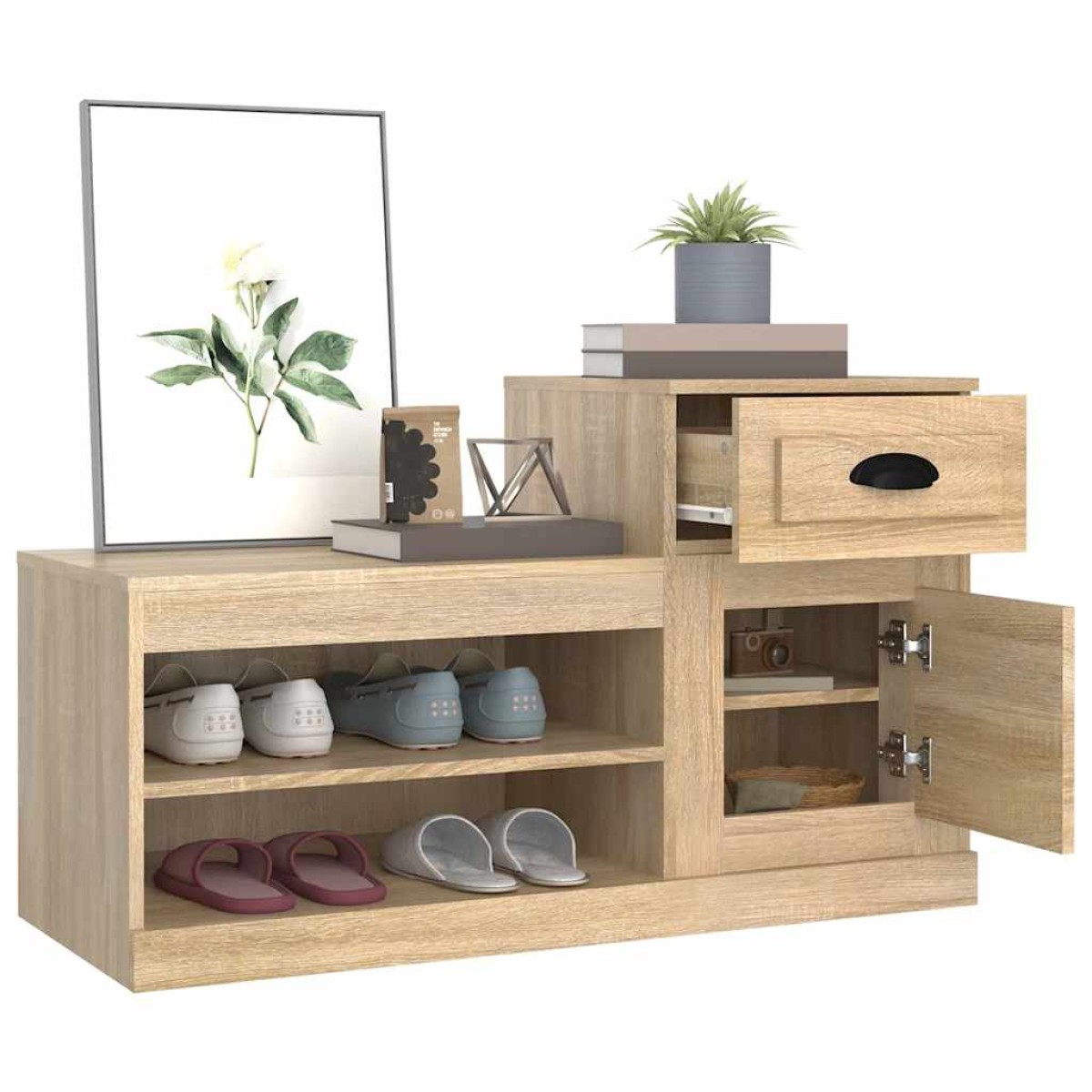 vidaXL Παπουτσοθήκη Sonoma Δρυς 100x42x60 εκ. από Επεξεργασμένο Ξύλο