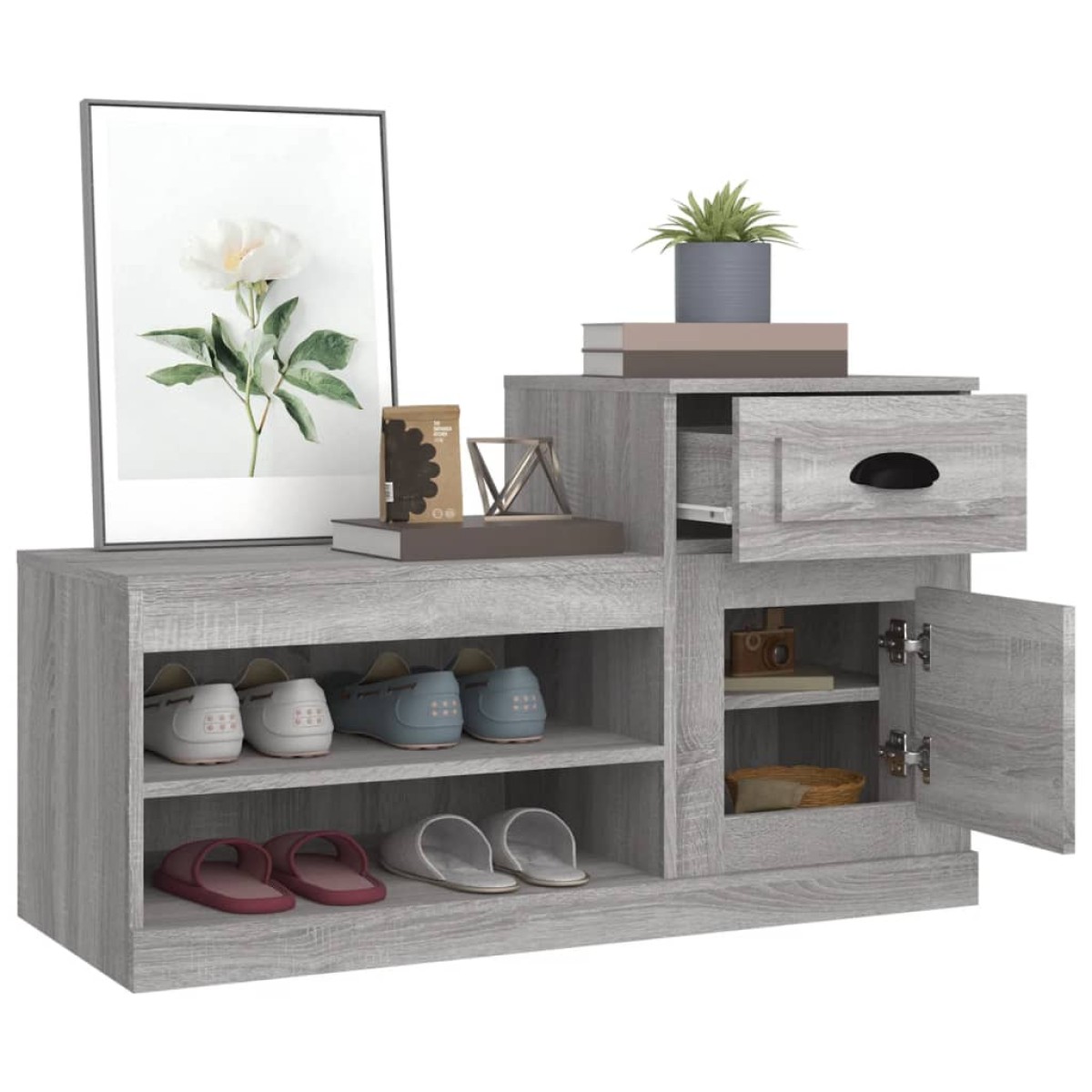 vidaXL Παπουτσοθήκη Γκρι Sonoma 100x42x60 εκ. από Επεξεργασμένο Ξύλο