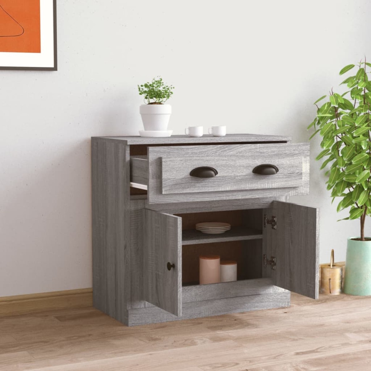 vidaXL Μπουφές Γκρι Sonoma 70x35,5x67,5 εκ. από Επεξεργασμένο Ξύλο