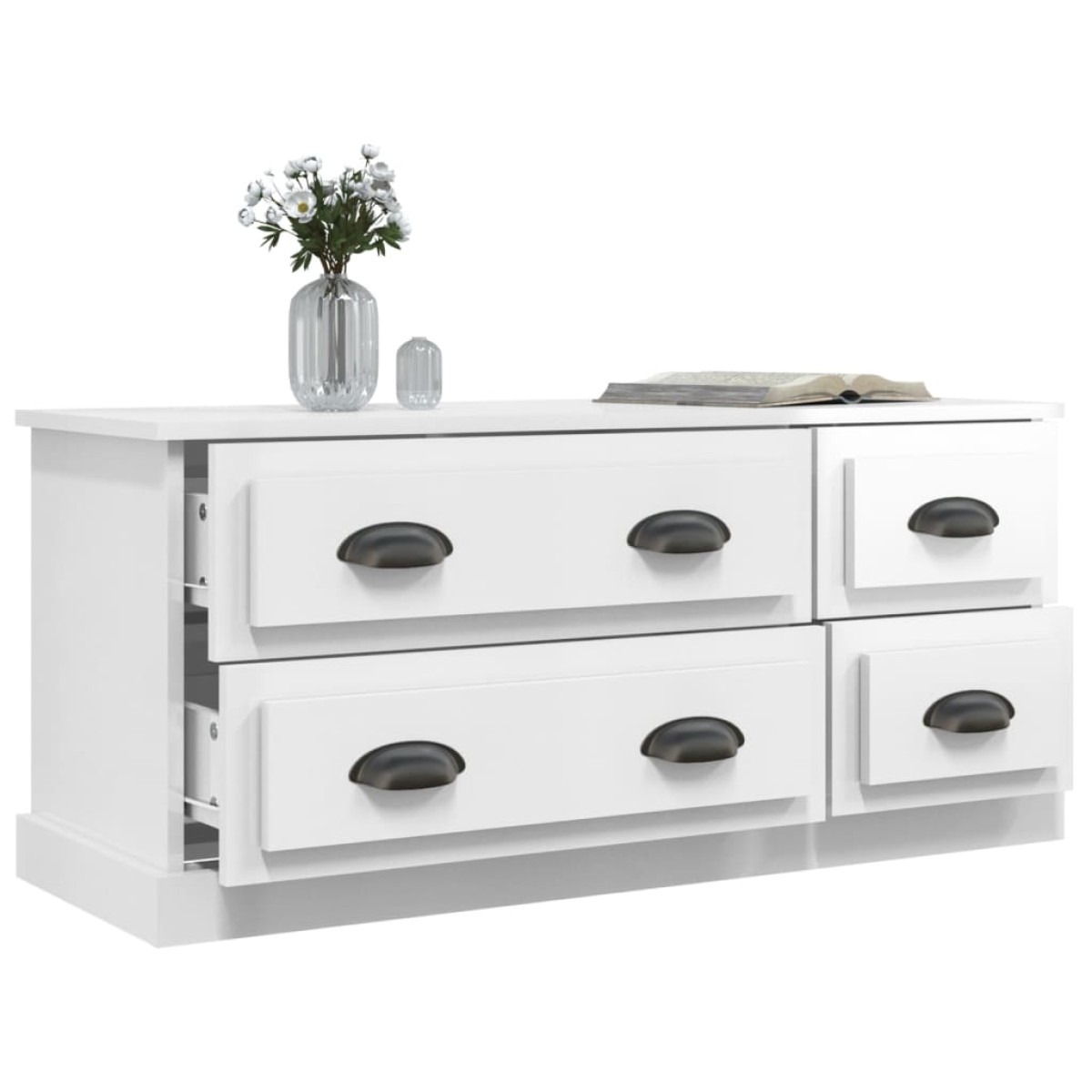 vidaXL Έπιπλο Τηλεόρασης Γυαλ. Λευκό 100x35,5x45εκ. Επεξεργασμένο Ξύλο