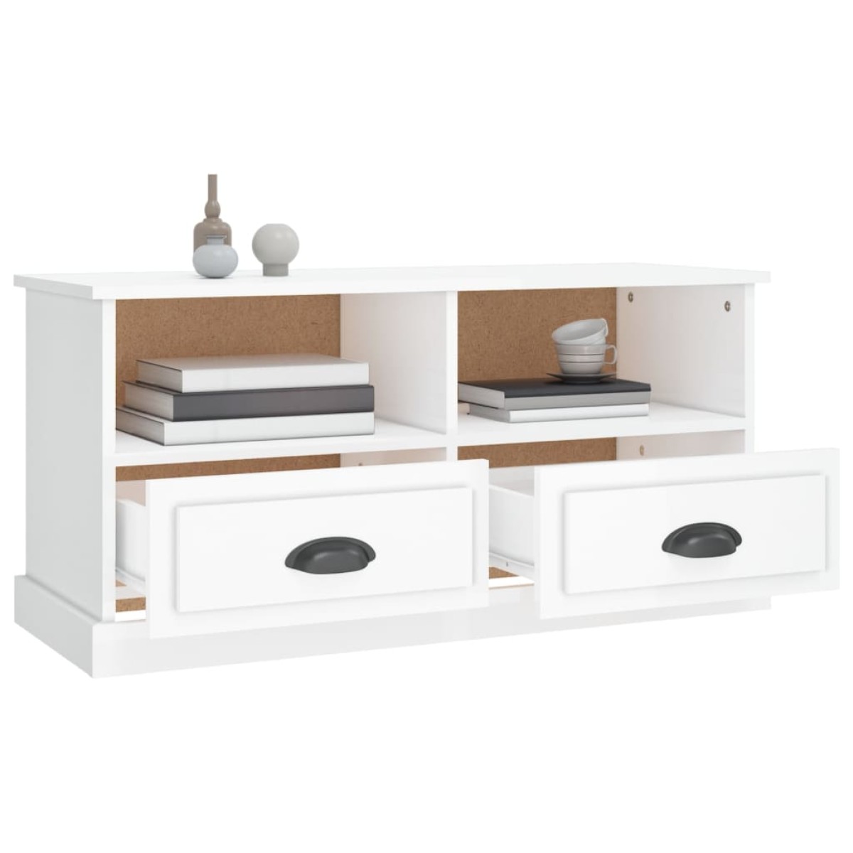 vidaXL Έπιπλο Τηλεόρασης Γυαλ. Λευκό 93x35,5x45 εκ. Επεξεργασμένο Ξύλο