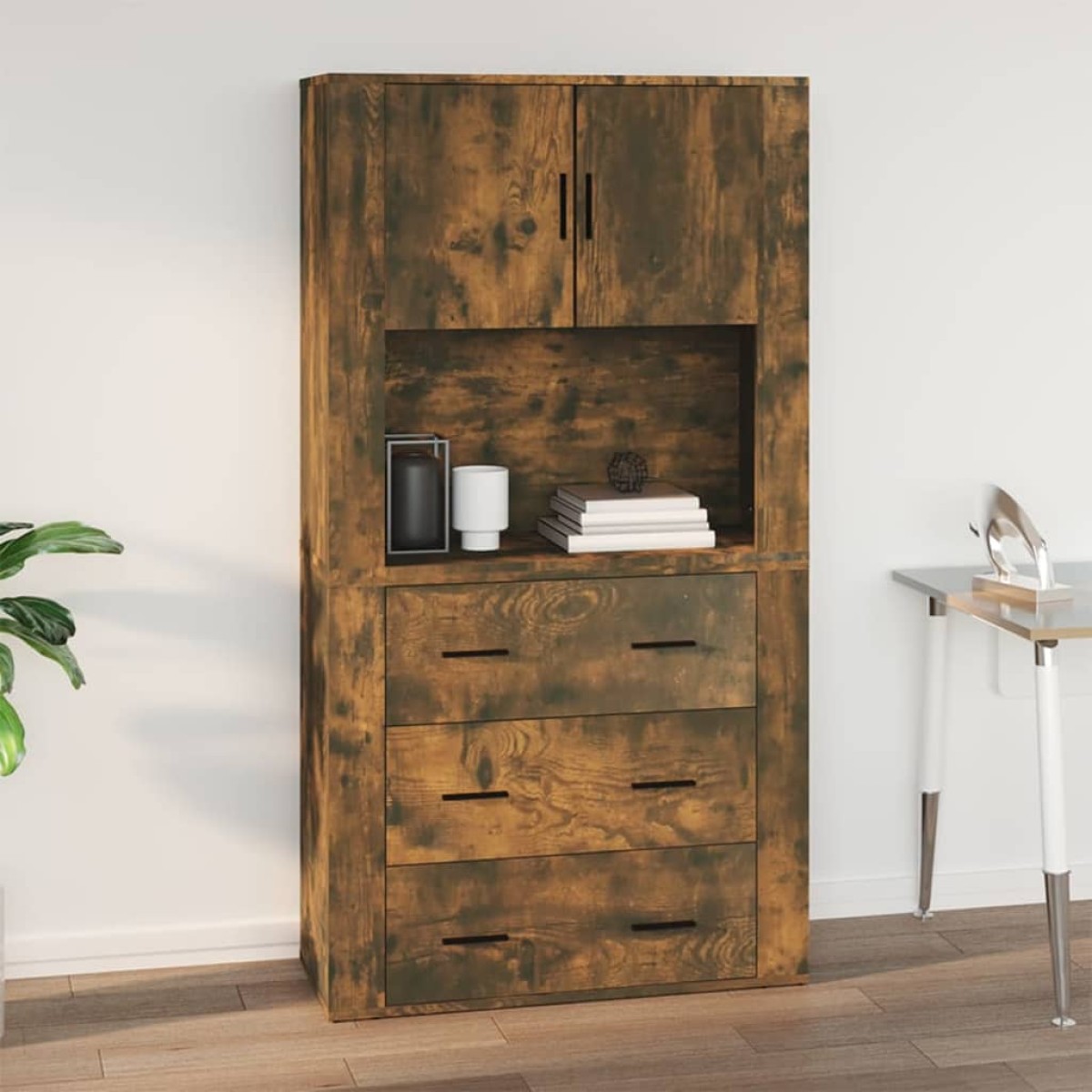 vidaXL Ντουλάπι Τοίχου Καπνιστή Δρυς 80x33x80 εκ. Επεξεργασμένο Ξύλο