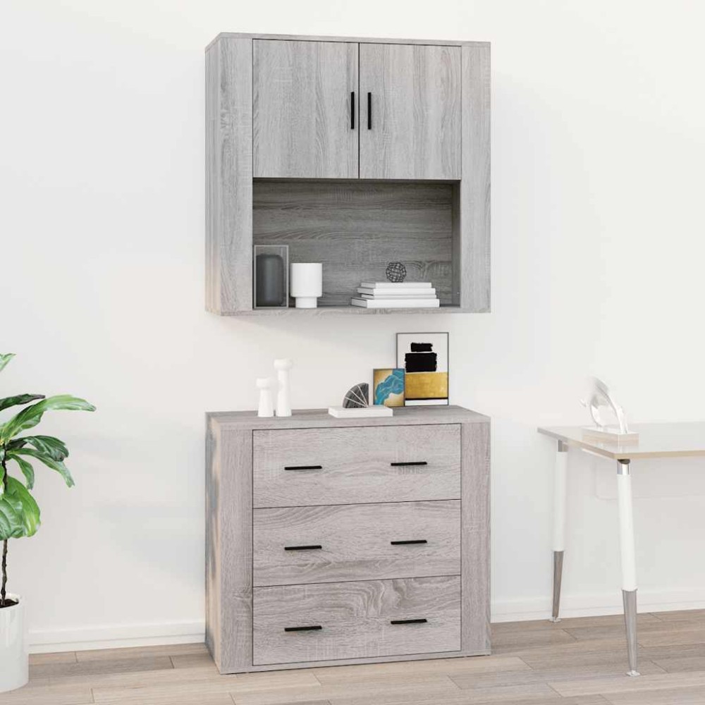 vidaXL Ντουλάπι Τοίχου Γκρι Sonoma 80x33x80 εκ. Επεξεργασμένο Ξύλο