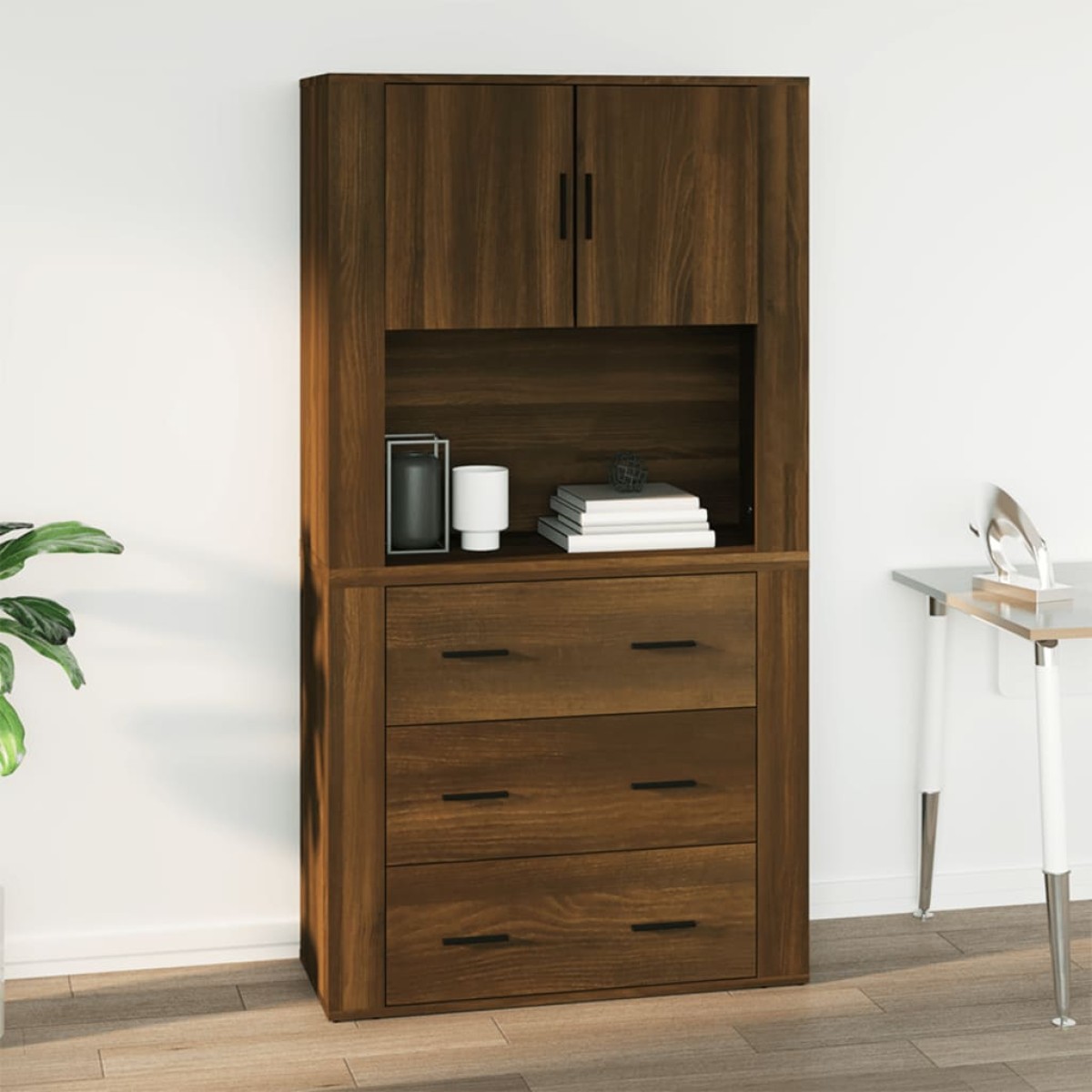 vidaXL Ντουλάπι Τοίχου Καφέ Δρυς 80x33x80 εκ. Επεξεργασμένο Ξύλο