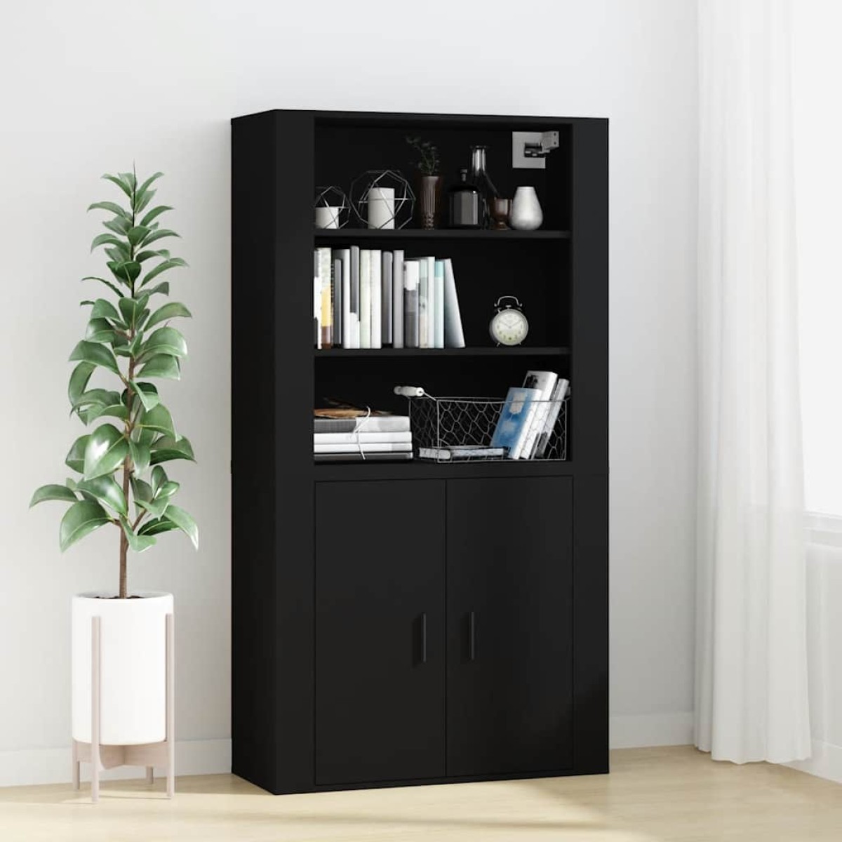 vidaXL Ντουλάπι Τοίχου Μαύρο 80x33x80 εκ. Επεξεργασμένο Ξύλο