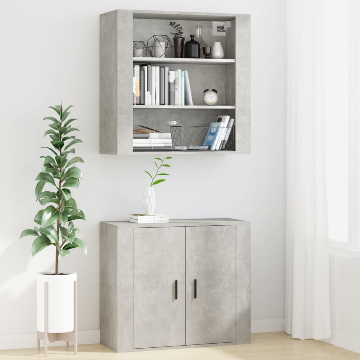 vidaXL Ντουλάπι Τοίχου Γκρι Σκυρ. 80x33x80 εκ. Επεξεργασμένο Ξύλο