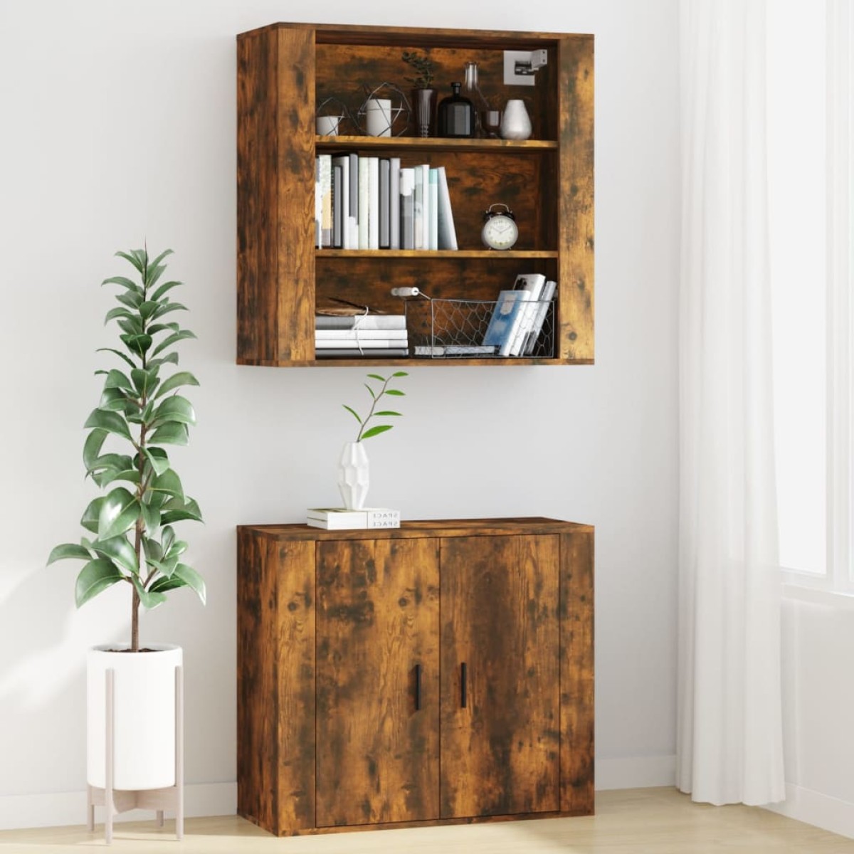vidaXL Ντουλάπι Τοίχου Καπνιστή Δρυς 80x33x80 εκ. Επεξεργασμένο Ξύλο