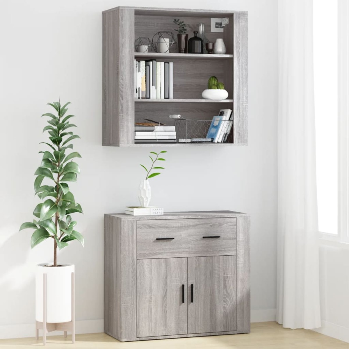 vidaXL Ντουλάπι Τοίχου Γκρι Sonoma 80x33x80 εκ. Επεξεργασμένο Ξύλο