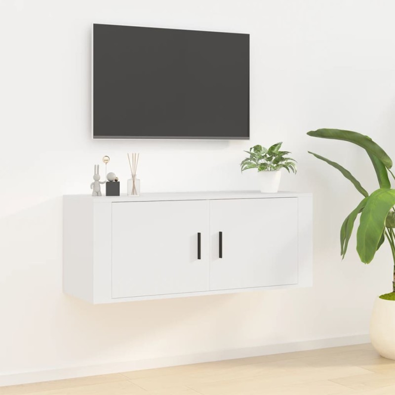 vidaXL Έπιπλο Τηλεόρασης Επιτοίχιο Λευκό 100x34,5x40 εκ.