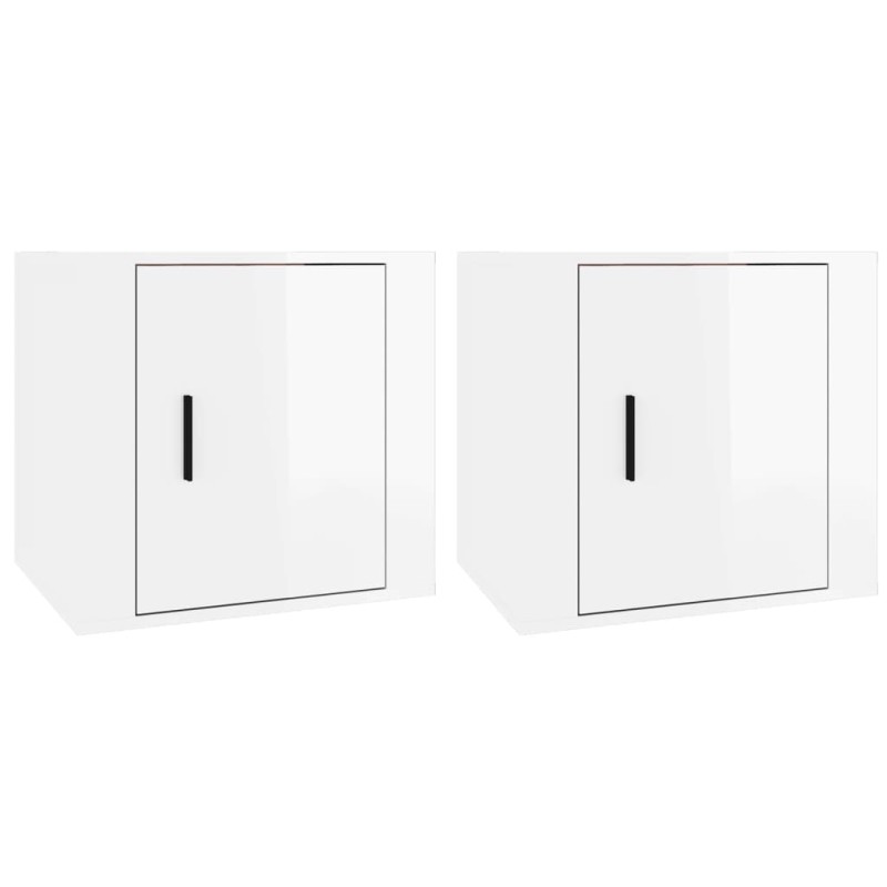 vidaXL Κομοδίνα 2 τεμ. Γυαλιστερό Λευκό 50x39x47 εκ.