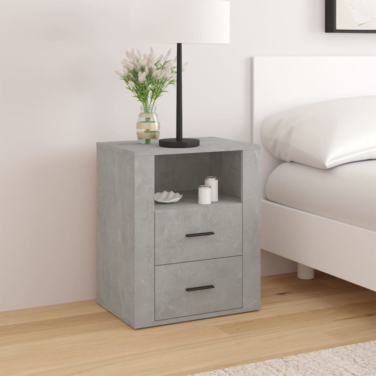 vidaXL Κομοδίνο Γκρι Σκυρ. 50 x 36 x 60 εκ. από Επεξεργασμένο Ξύλο
