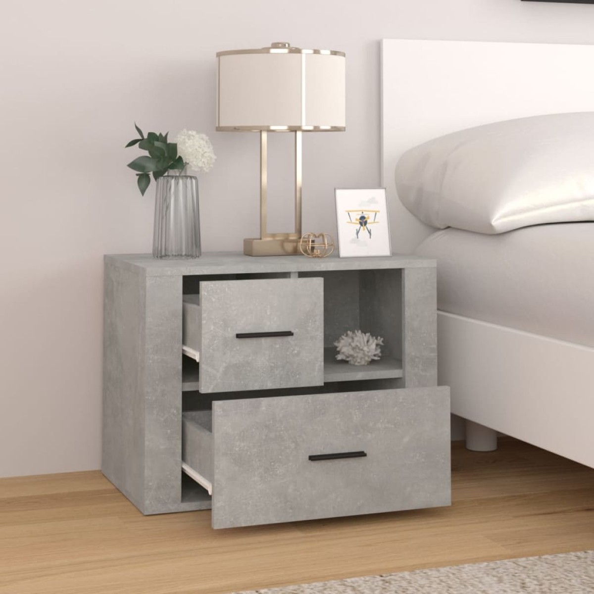 vidaXL Κομοδίνο Γκρι Σκυρ. 60x36x45 εκ. από Επεξεργασμένο Ξύλο