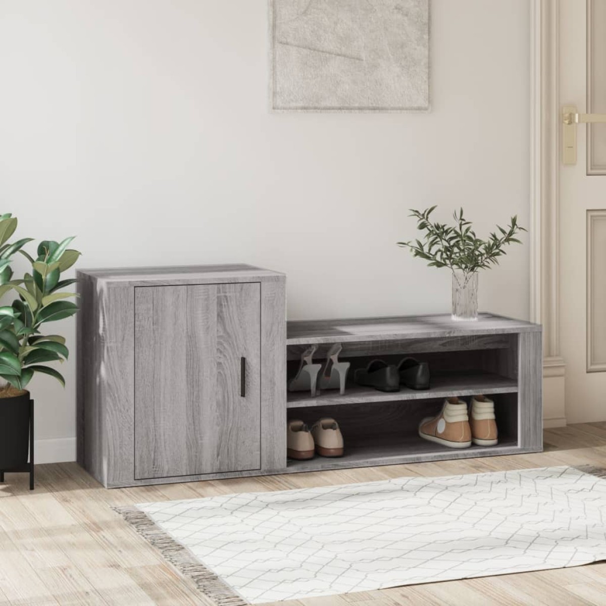 vidaXL Παπουτσοθήκη Γκρι Sonoma 130x35x54 εκ. από Επεξεργασμένο Ξύλο