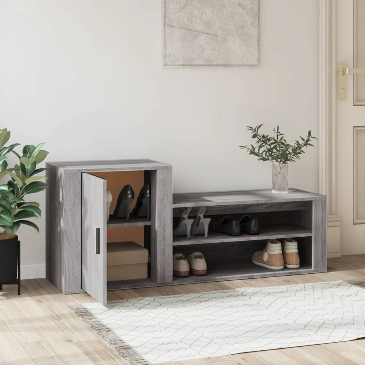 vidaXL Παπουτσοθήκη Γκρι Sonoma 130x35x54 εκ. από Επεξεργασμένο Ξύλο