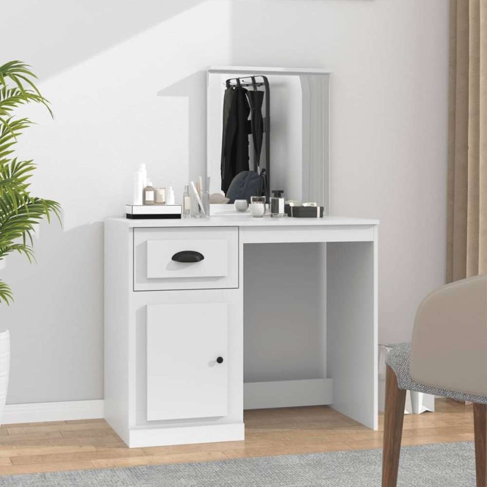 vidaXL Μπουντουάρ με Καθρέφτη Λευκό 90 x 50 x 132,5 εκ. Επεξεργ. Ξύλο