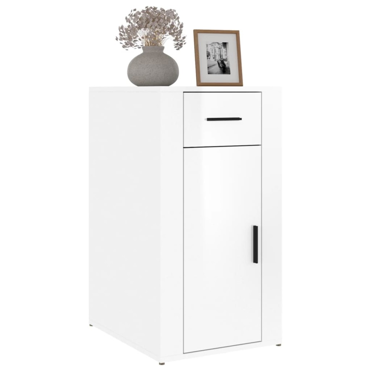 vidaXL Ντουλάπι Γραφείου Γυαλ. Λευκό 40x49x75 εκ. Επεξεργασμένο Ξύλο