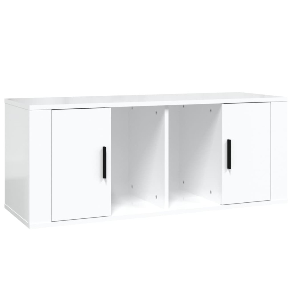 vidaXL Έπιπλο Τηλεόρασης Γυαλ. Λευκό 100x35x40 εκ. Επεξεργασμένο Ξύλο