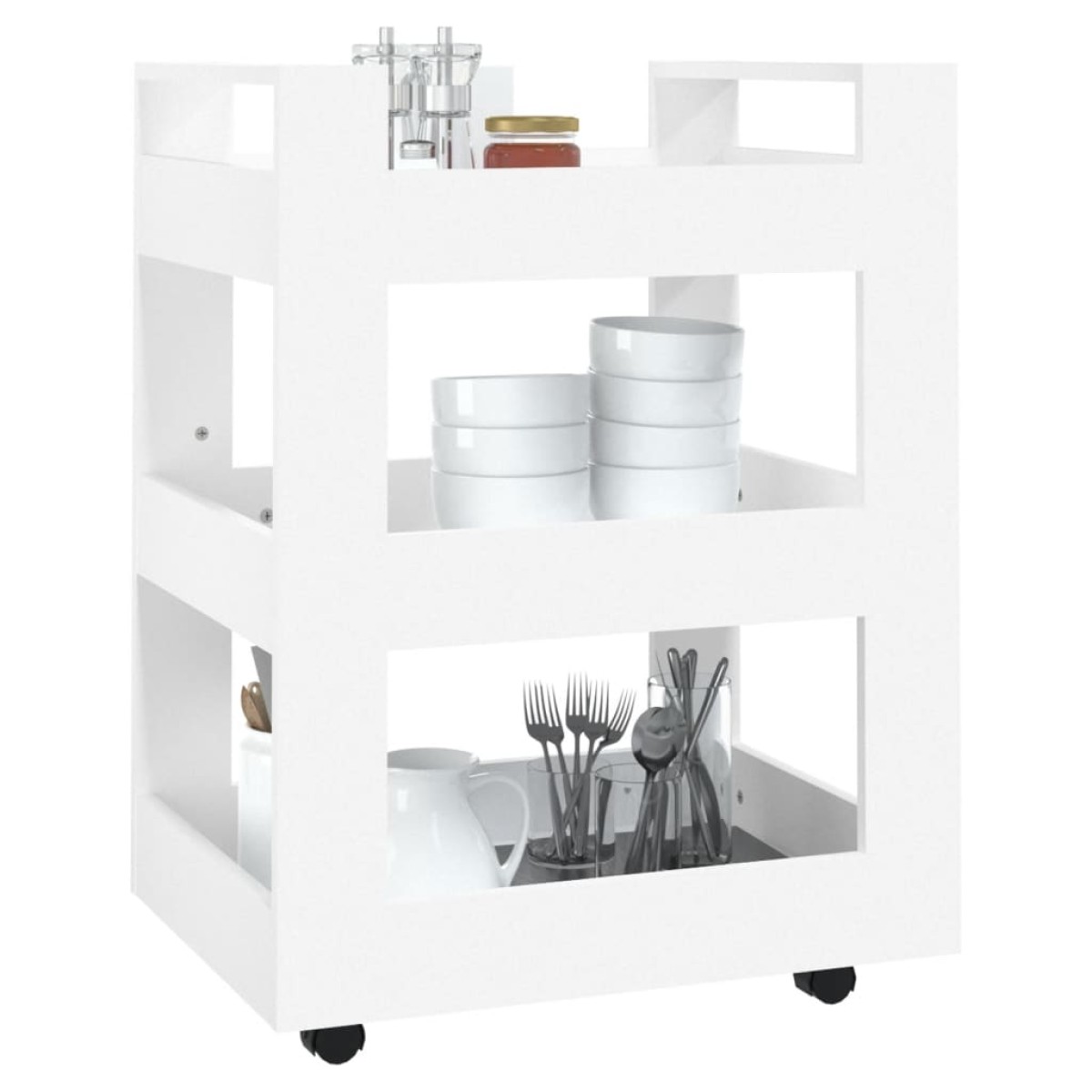 vidaXL Τρόλεϊ Κουζίνας Λευκό 60 x 45 x 80 εκ. από Επεξεργασμένο Ξύλο