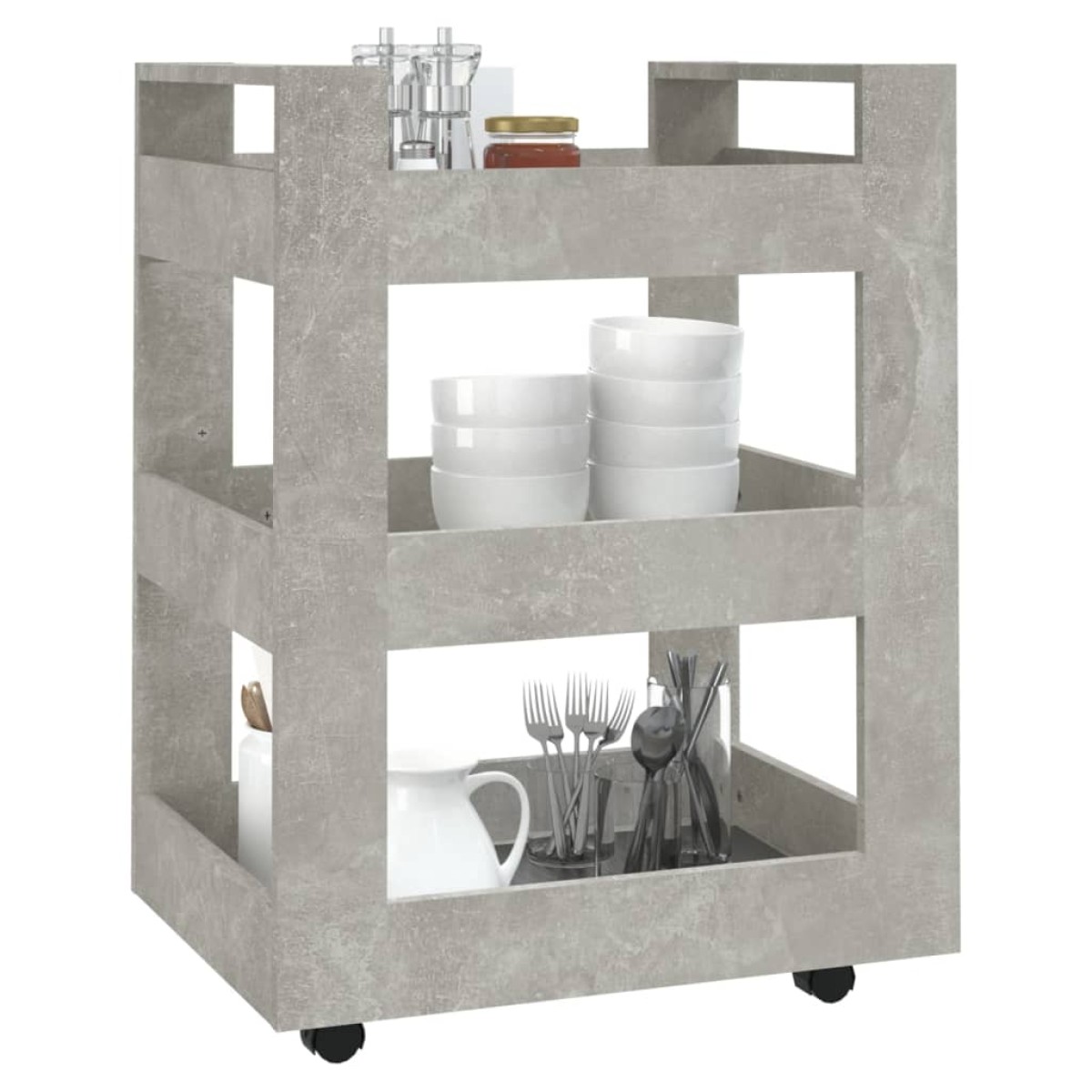 vidaXL Τρόλεϊ Κουζίνας Γκρι Σκυρ. 60x45x80 εκ. από Επεξεργασμένο Ξύλο
