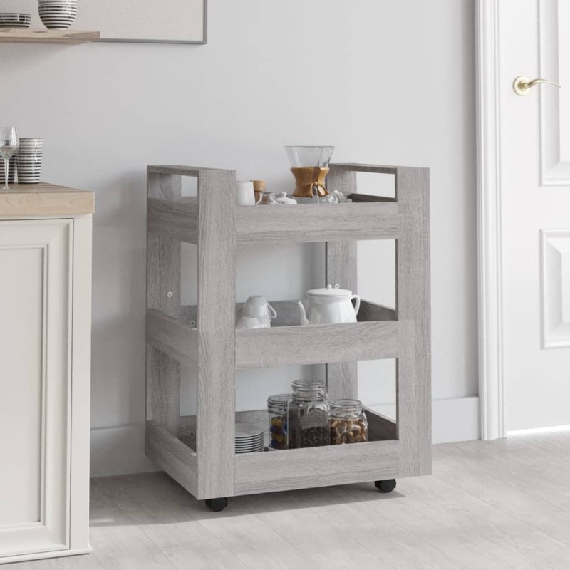 vidaXL Τρόλεϊ Κουζίνας Sonoma Γκρι 60x45x80 εκ. από Επεξεργασμένο Ξύλο