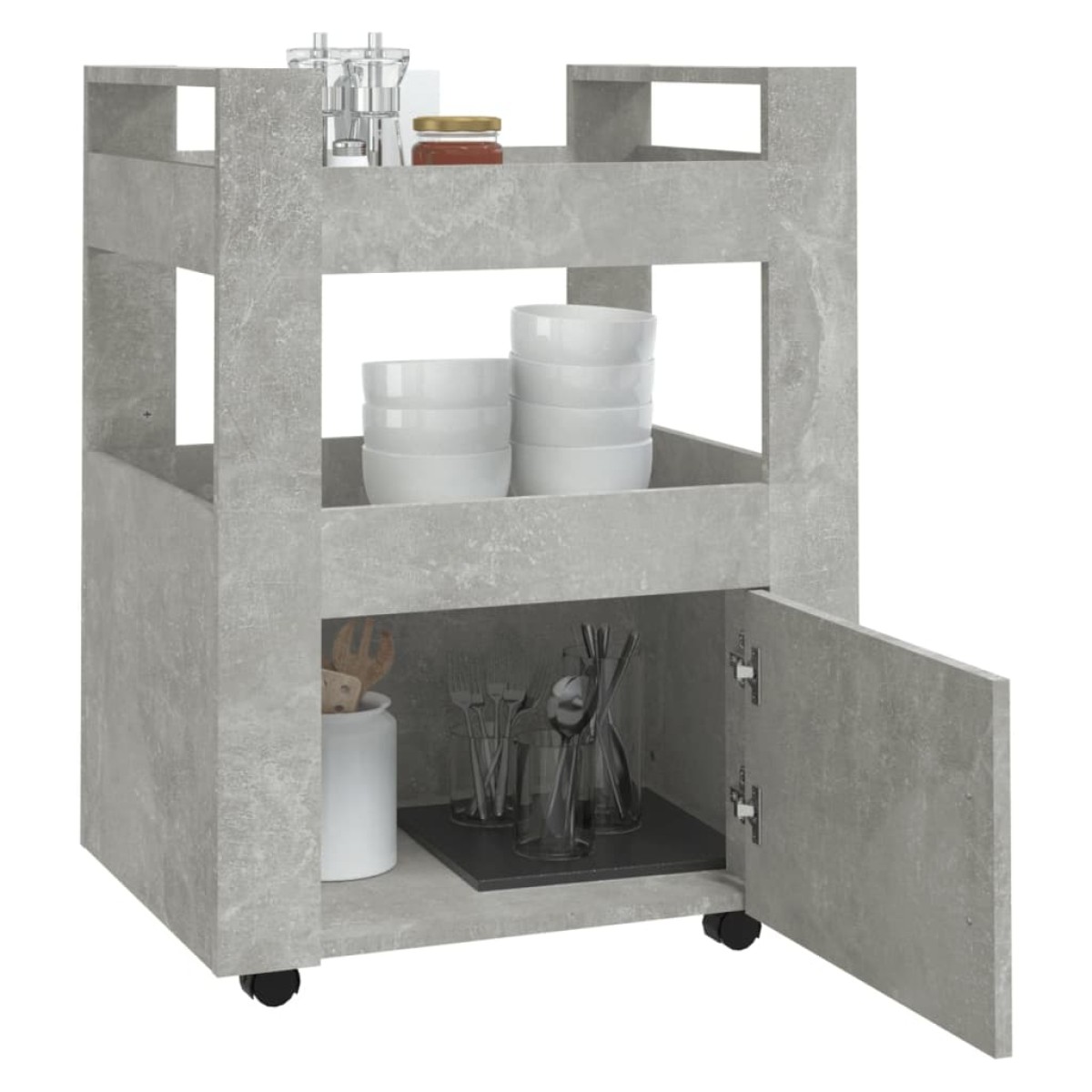 vidaXL Τρόλεϊ Κουζίνας Γκρι Σκυρ. 60x45x80 εκ. από Επεξεργασμένο Ξύλο