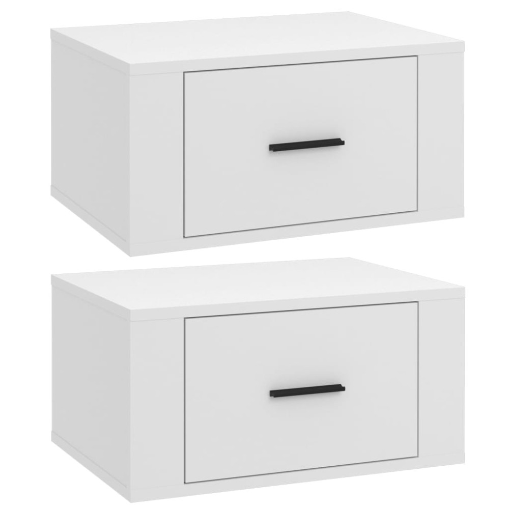 vidaXL Κομοδίνα Επιτοίχια 2 τεμ. Λευκά 50x36x25 εκ.