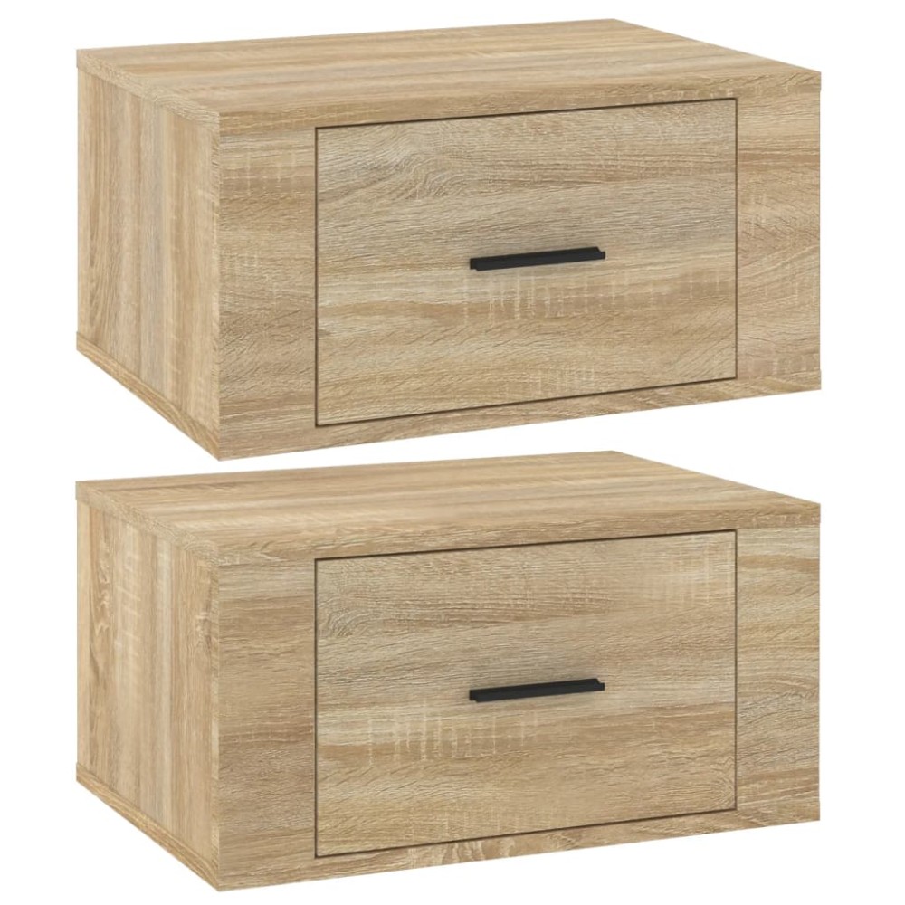 vidaXL Κομοδίνα Επιτοίχια 2 τεμ. Sonoma Δρυς 50x36x25 εκ.