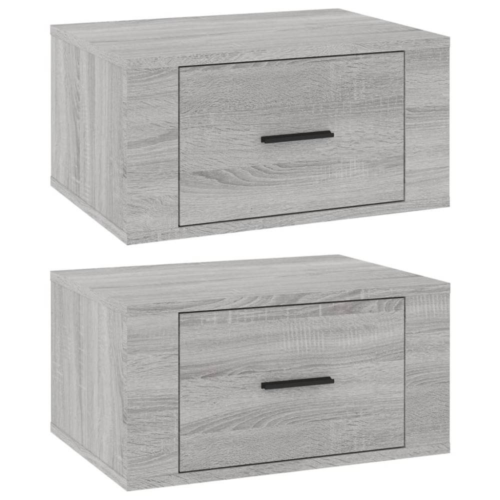 vidaXL Κομοδίνα Επιτοίχια 2 τεμ. Γκρι Sonoma 50x36x25 εκ.