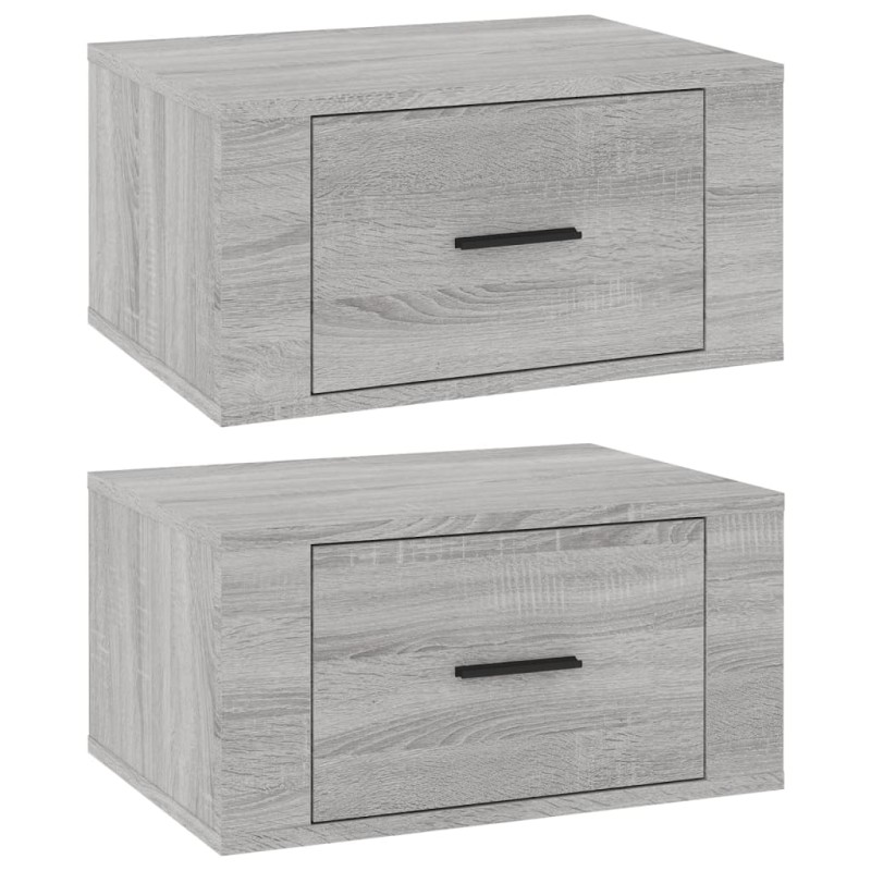 vidaXL Κομοδίνα Επιτοίχια 2 τεμ. Γκρι Sonoma 50x36x25 εκ.