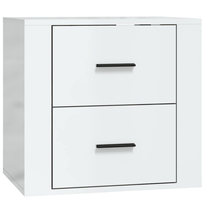 vidaXL Κομοδίνο Επιτοίχιο Γυαλιστερό Λευκό 50 x 36 x 47 εκ.