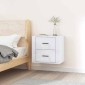 vidaXL Κομοδίνο Επιτοίχιο Γυαλιστερό Λευκό 50 x 36 x 47 εκ.