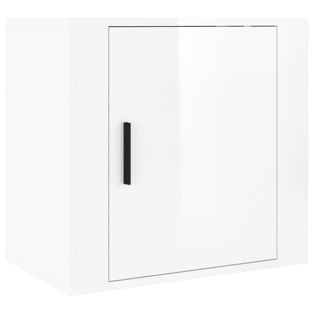 vidaXL Κομοδίνο Επιτοίχιο Γυαλιστερό Λευκό 50x30x47 εκ.