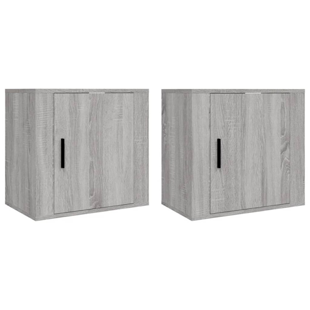 vidaXL Κομοδίνα Επιτοίχια 2 τεμ. Γκρι Sonoma 50x30x47 εκ.
