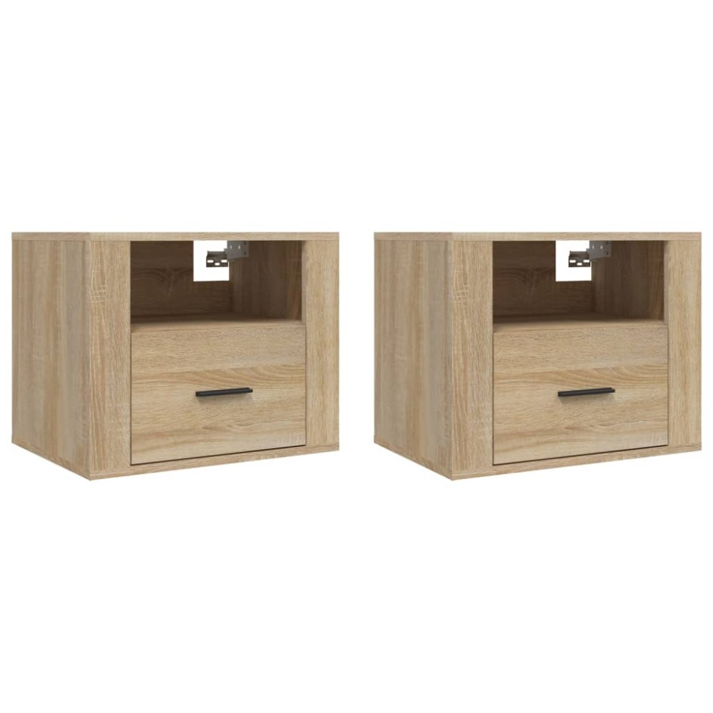 vidaXL Κομοδίνα Επιτοίχια 2 τεμ. Sonoma Δρυς 50x36x40 εκ.